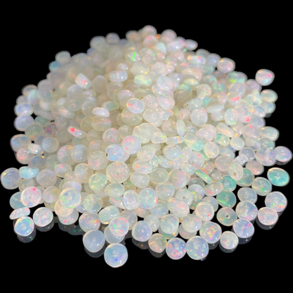 Ethiopian Opal Beads: Natural White Rondelle Gemstone Beads (3-4mm)