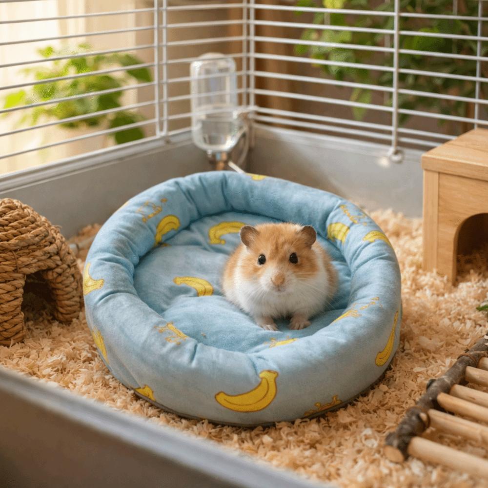 Round Hamster Nest Mat Ice Silk Pad Cooling Hamster Bed Guinea Pig Bed  Pet Habitat