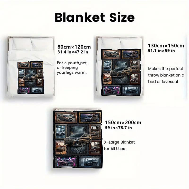 Vehicles Through Time Collage 2D Flat Pattern Flannel Blanket, High Quality All Seasons, Home Decor, Warmth and Comfort, Perfect for Christmas Gifts.
