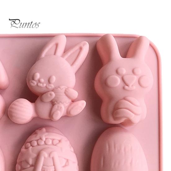 Moule Silicone Pâques - Lapins, œufs, Carottes - 6 Cavités - Pour Chocolat, Glaçons, Savon - Food Grade