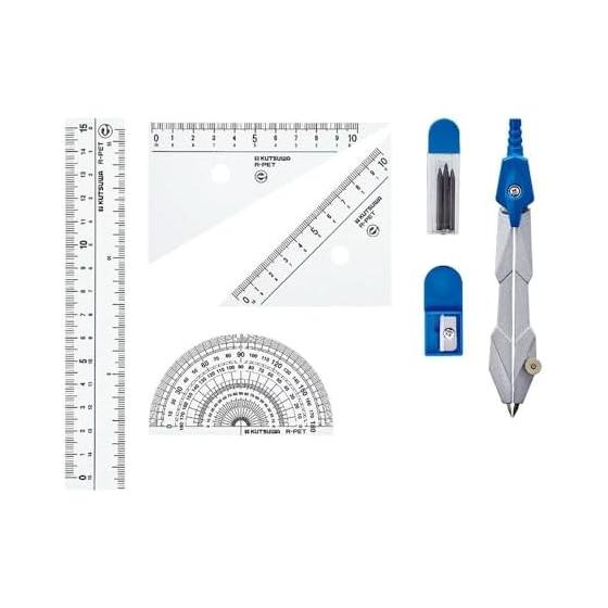 Kutsuwa Ruler Set Recycled PET with Compass AP036