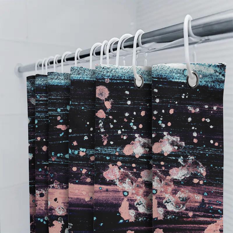 Stylish Waterproof Shower Curtain With Vibrant Abstract Design For Bathroom Decorations Pink Blue Black Color Splash Pattern Hom