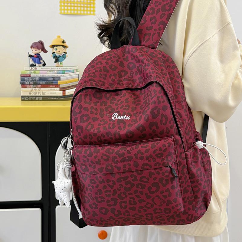 Schulrucksack Koreanischer ins neuer hochwertiger Retro frischer und süßer Leopardenmuster Rucksack Mittelschüler leichter Reiserucksack