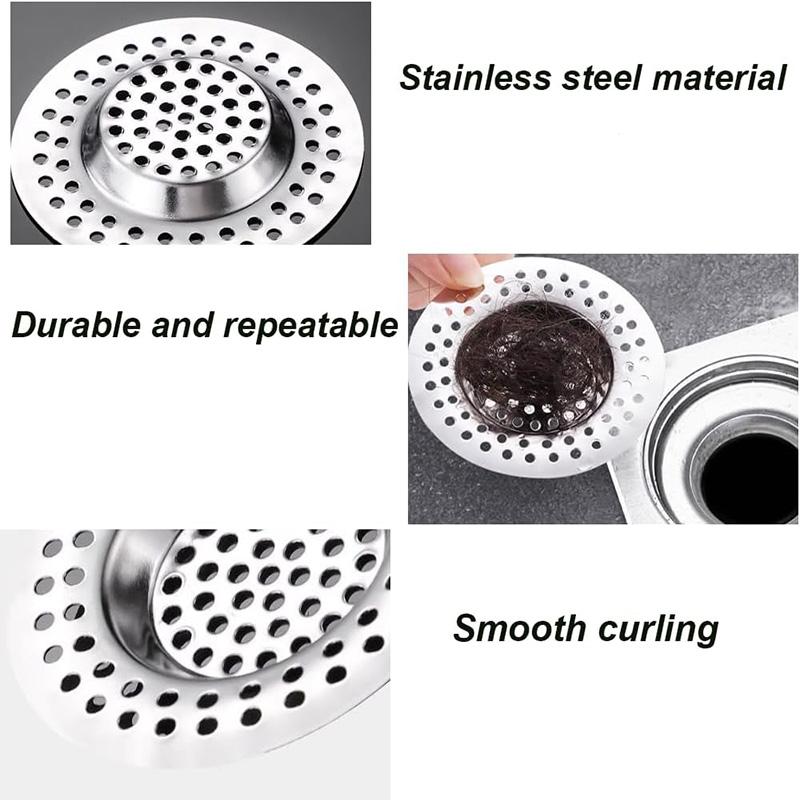 2Pcs Stainless Steel Kitchen Sink Strainer Plug Drain Hair Catcher Sink Stopper Drain Filter Standard Strainer Drain Protector