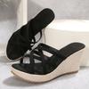 Summer Black New Wedge Casual Waterproof Platform Slippers Thick Sole High Heel Sandals Women Zapatos Mujer