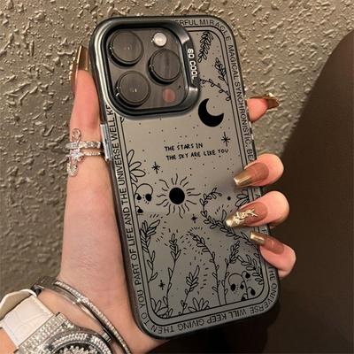 Fresh Moon Star Electroplate Silver IMD Phone Case For iPhone 15 16 Pro Max 14 13 12 11 Pro XR XS 7 8 Plus Shockproof Back Cover