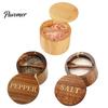 Rustic Kitchen Spice Organizer Wood Salt Container with Swivel Magnetic Lid, Built-in Spoon Seasoning Jar Jar, Moisture Proof for Countertop Solid Box