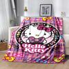 1pc Hello Kitty Plaid Blanket, Soft Throw Blankets, Warm Cozy Bedding Decorative Coverlet, Living Room, Travel, Camping, Car Blankets, Beach, Office N