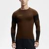 FILA Color Block Letter Print Fitness Knit Long Sleeve Raglan T-Shirt Men Tops Brown Chestnut A11M411208F-BN