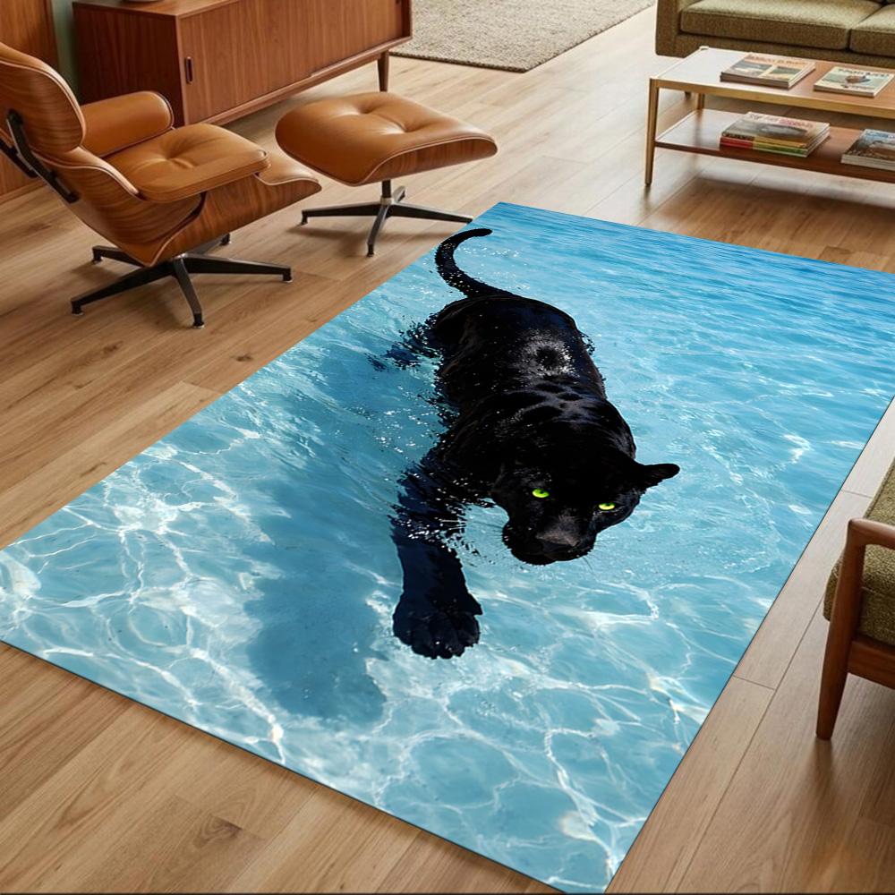 Snow Leopard In Ice Cave Non-Slip Home Carpet Design for Office Decor Living Room Gift