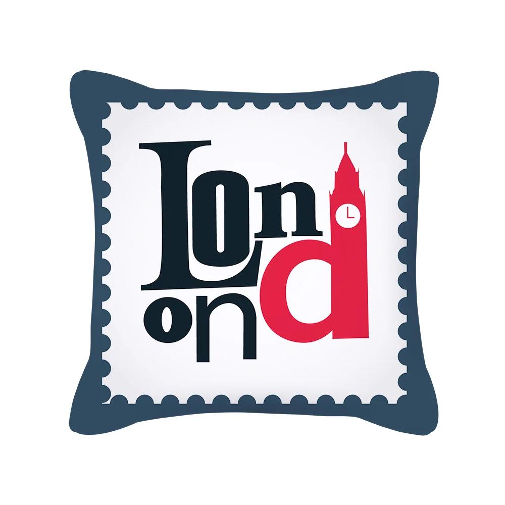 British Style Cushion Cover 18x18 Inches Pillow Case Red Blue Pillow Covers Retro Home Decorations Throw Pillow Case for Couch