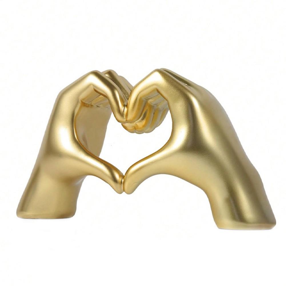 Decorative Storage Rack Gold Heart Hand Statue Home Desktop Ornament