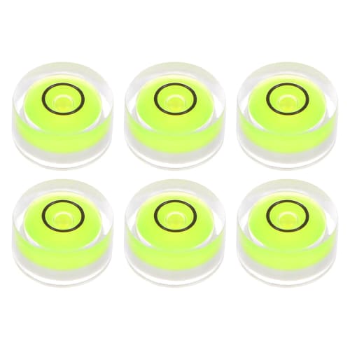 

uxcell 6-Piece Round Bubble Level, 12x6mm, Mini Round Bullseye Level for Camera Tripods, Telescopes, Workshops, Turntables, Picture Frames, Green