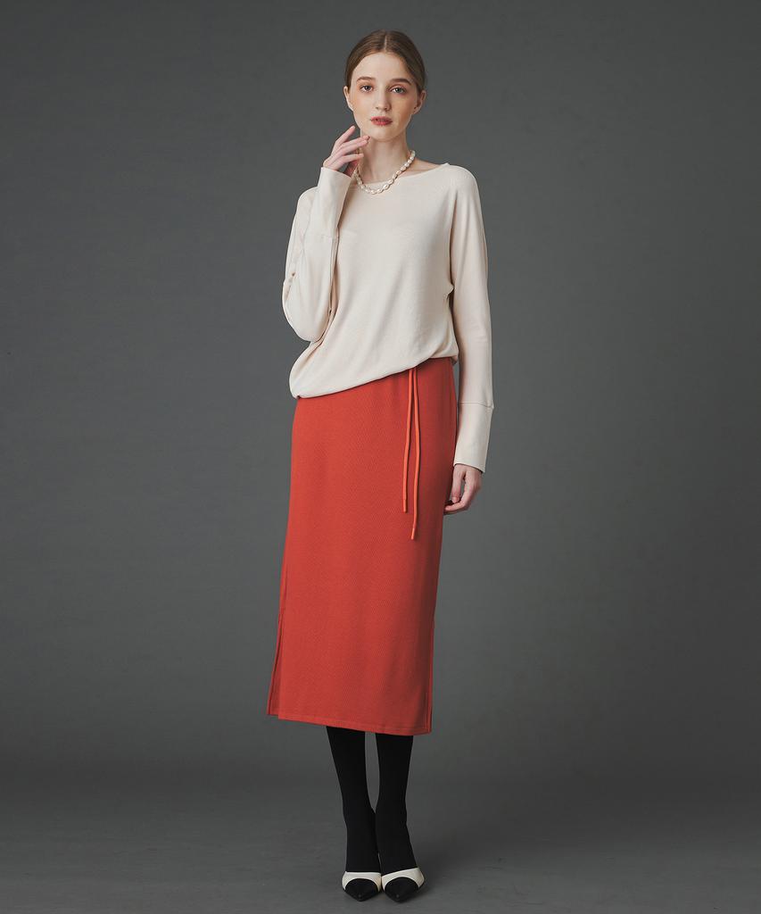 Pelimela Karina Draping Knit Dress (Red Orange)