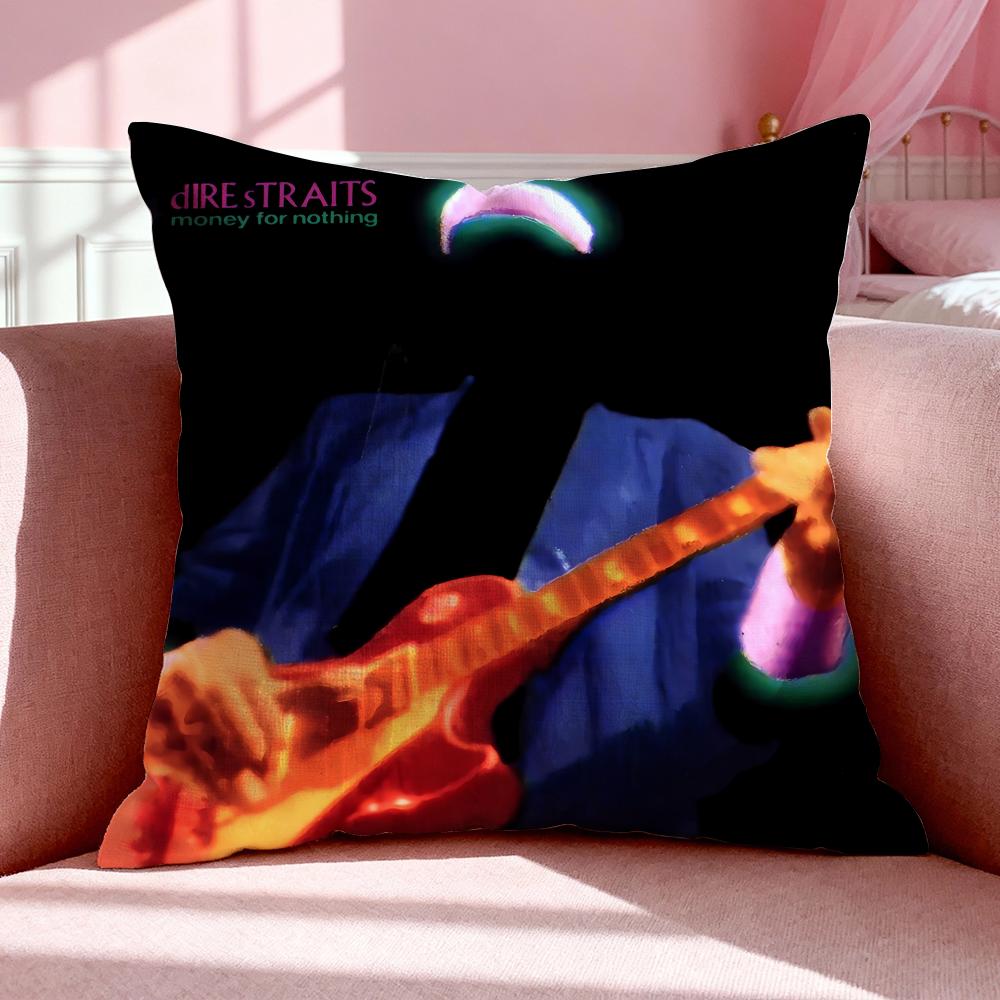 Band D-Dire Straits Cushion Cover Breathable Linen Pillowcase Summer Odorless Eco-Friendly Invisible Zipper Washable