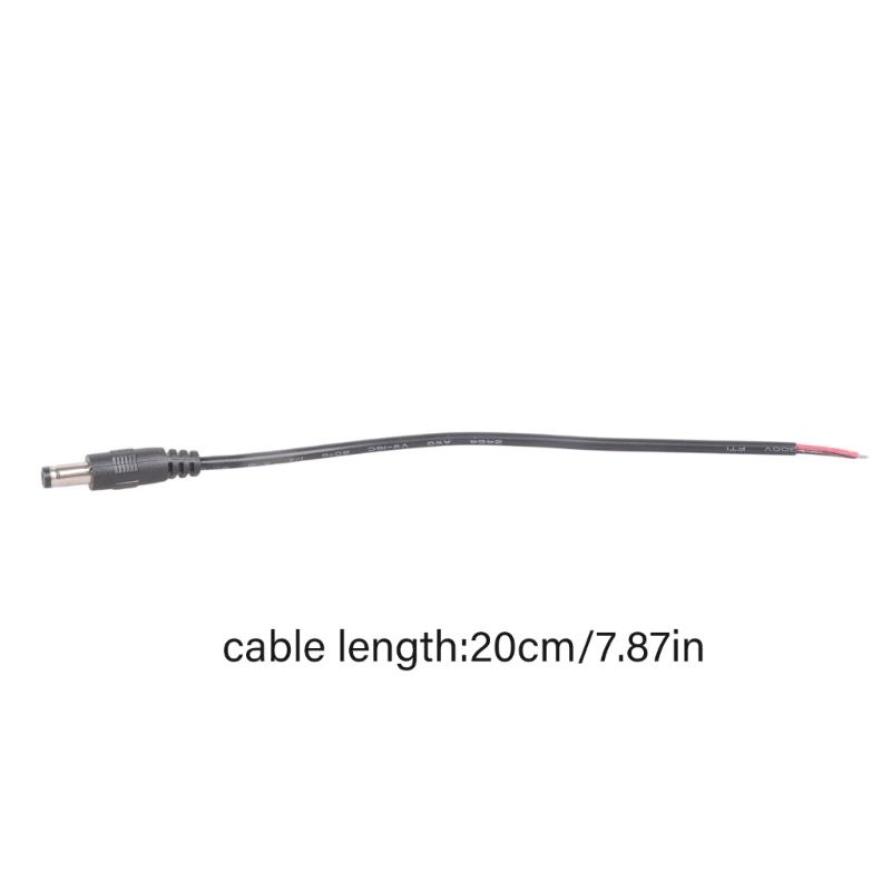Pack of 3 5.5x2.5mm Male Plug to Bare Wire Cables Featuring Terminal Lugs Suitable for LED Strips and Monitoring Cameras