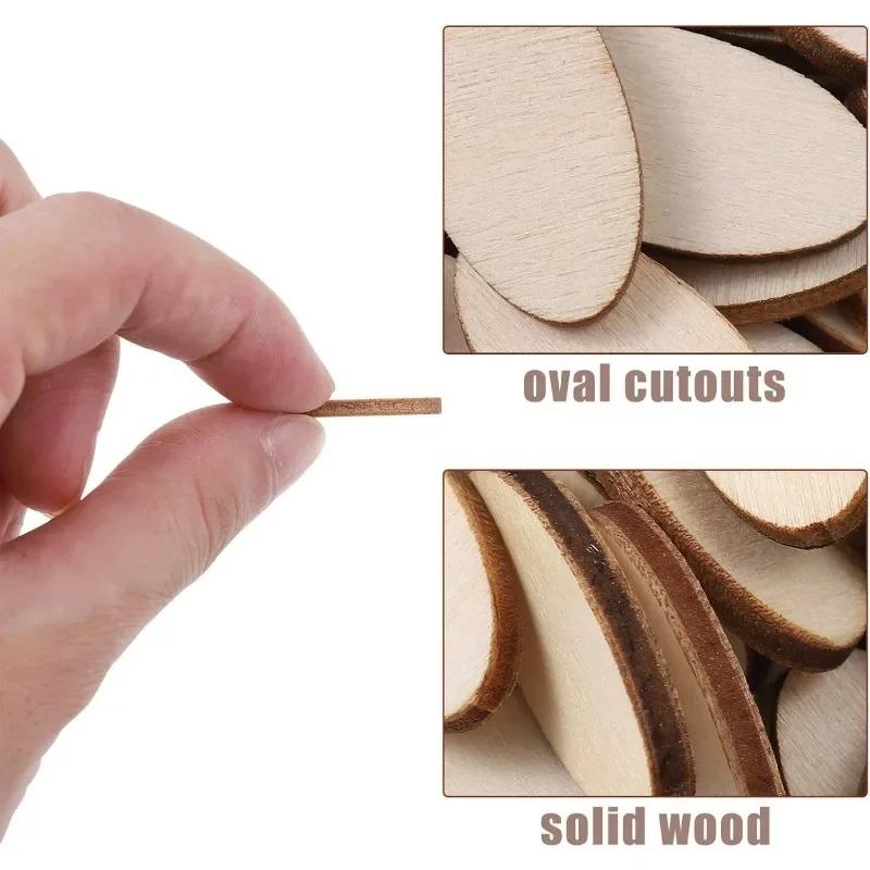 100pcs/lot Unfinished Wood Oval Slices Discs Natural Rustic Wooden Cutout Wood Craft Supplies for DIY Craft Wedding Christmas