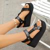 Fashion 2025 Women's Plus Size Summer Fashion Sandals - Pink Metallic Ankle Strap Flat Shoes with Black Sole,Chic Casual Sandals