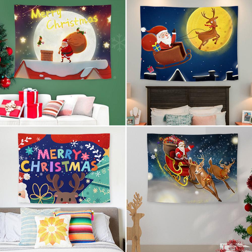 Christmas Tapestry, Christmas Decoration, Background Decoration, Living Room Decoration, Painting, Santa Claus Hanging Cloth
