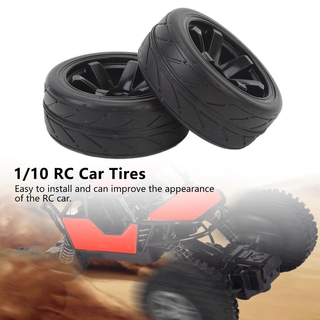 4pcs RC Car Tires 6 Spoke 12mm Hex 65mm Diameter 26mm Width Rubber Leaf Tire Patterns Strong Cushioning RC Off Road Tires for 1/10 Cars