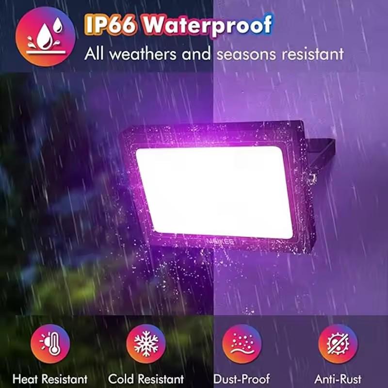 RGB Flood Light Outdoor Waterproof Led Floodlight RGB Reflector Spotlight Lamps with Remote Control for Garden Decor Lighting