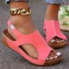 Fashion Fashionable Women's Sandals for Summer Outdoor Comfort Thick Soled Women's Hollow Toe Wedge Casual Soft Soled Beach Shoes