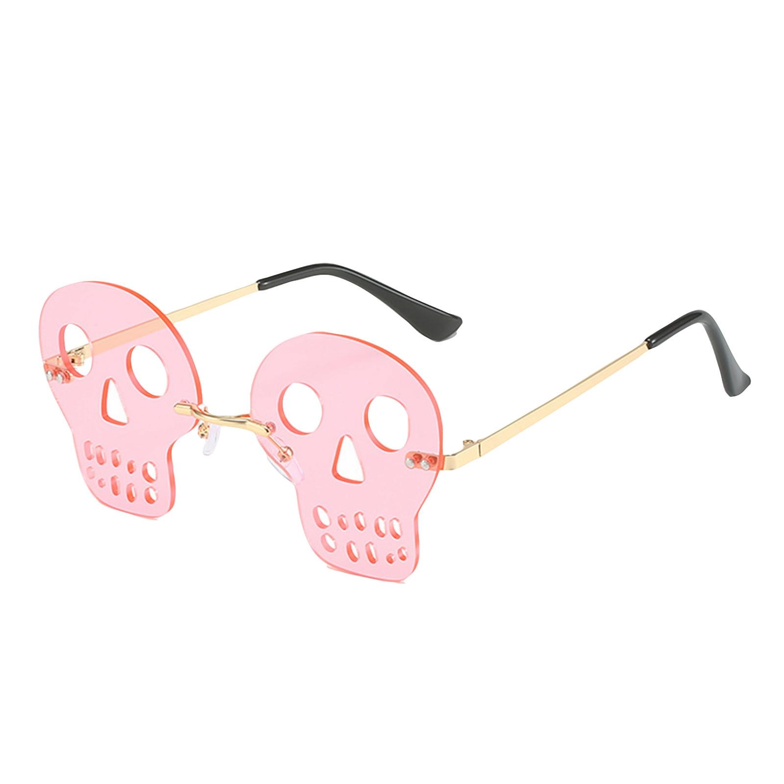 

Rimless Halloween Skulls Sunglasses, Festival Skulls Glasses For Women Men One Size розовый