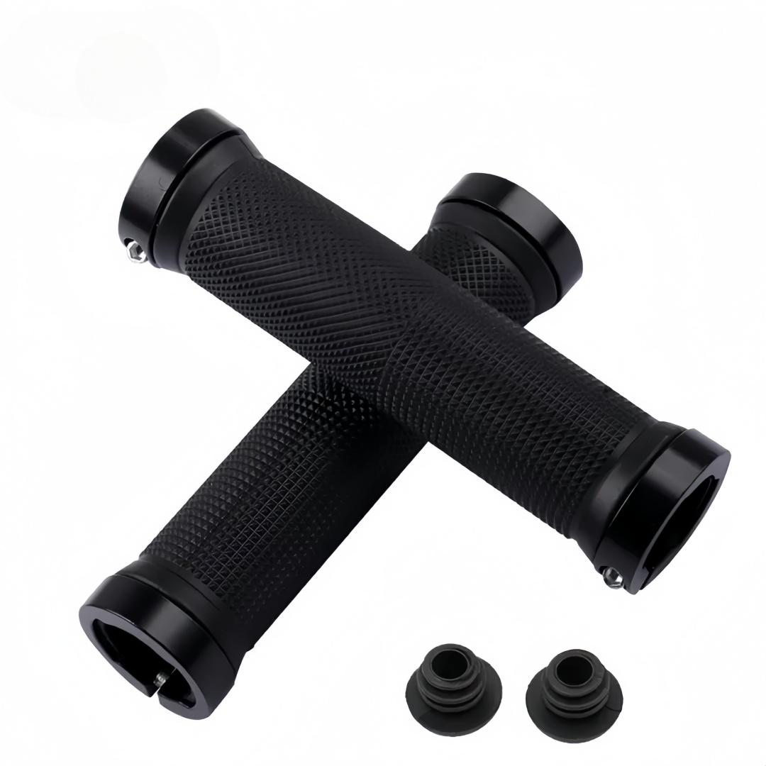 

1Pair Bicycle Handlebar Cover Rubber Handle Aluminum Alloy Double-sided Lock for Mountain Bike Parts Anti Slip Handlebar Grip чёрный