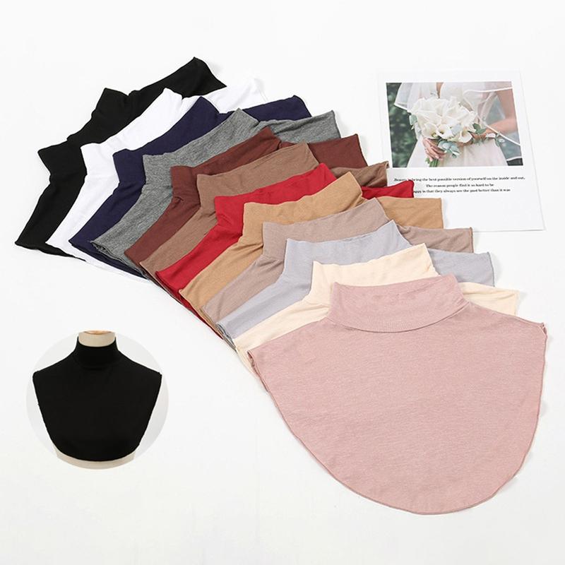 Soft Cotton Modal Inner Neck Cover Solid Color False Collar For Woman Mock Neck Half Top Detachable Collars Neck Free Size