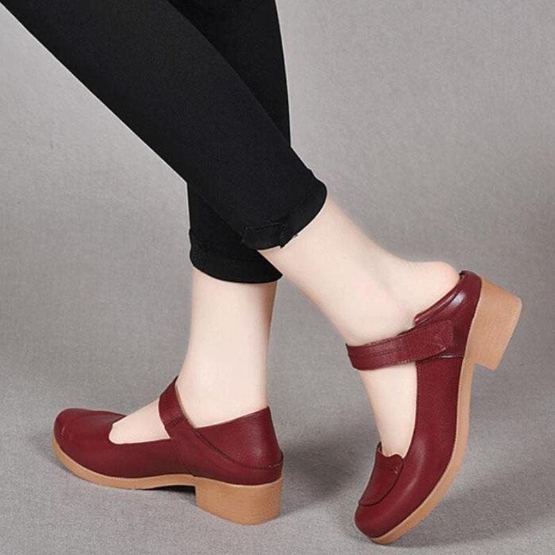 Fashion GKTINOO Spring Autumn Shoes Woman 2025 Genuine Leather Women Pumps Lady Leather Round Toe Platform Shallow Mouth Shoe