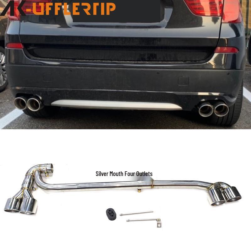 BMW X3/X4 Dual-Outlet Tailpipe Exhaust: Stainless Steel & Carbon Fiber Square Tip