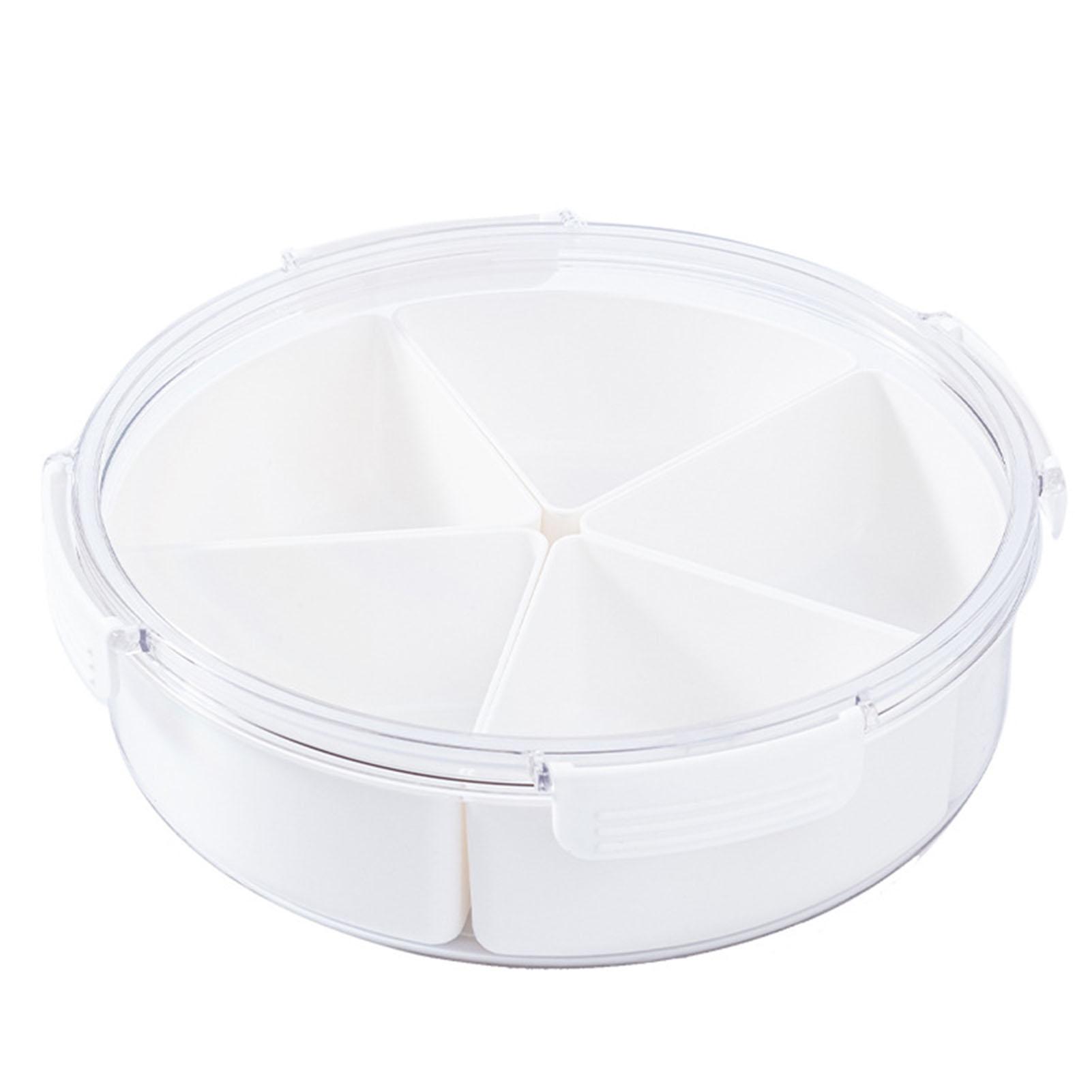 Konnwei 4 Compartment Snack Box Transparent Multifunctional Tight Sealing Divided Food Storage Containers For Office Round