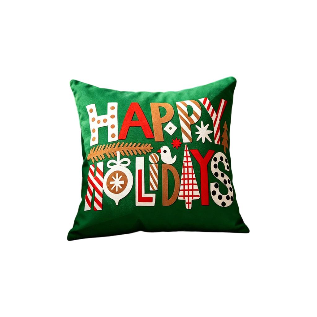 Christmas Festive Pillowcase, Imitation Embroidery Holiday Decoration, American Throw Pillow, Living Room Sofa Cushion, Bay Window Pillowcase