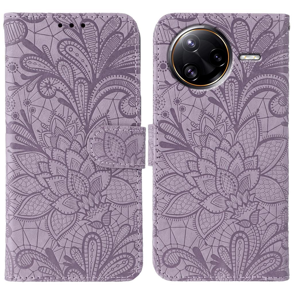 For Xiaomi Poco F7 Ultra 5G/Redmi K80 Pro 5G Case Lace Flowers PU Leather Flip Wallet Phone Cover