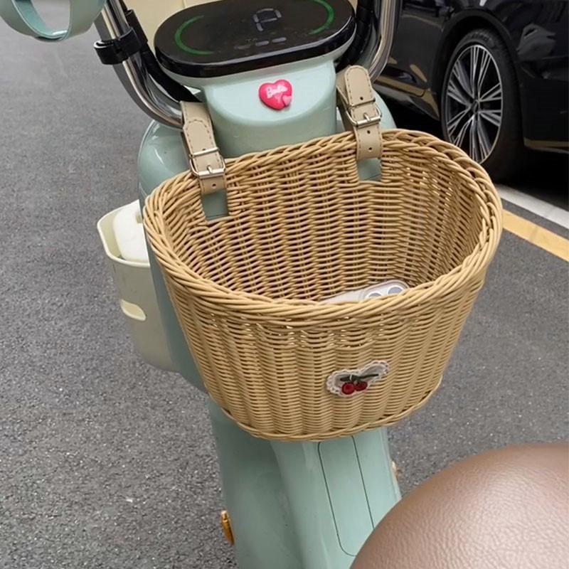 Univerzální multifunkční proutěný úložný koš pro elektrická vozidla a jízdní kola