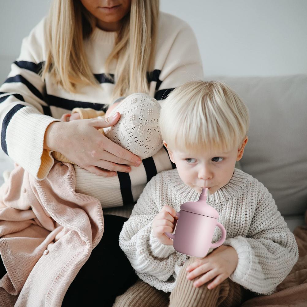 150ML Baby Cup Silicone Training Cup Sippy Cup with Straw Non Slip Handles Unbreakable Heat