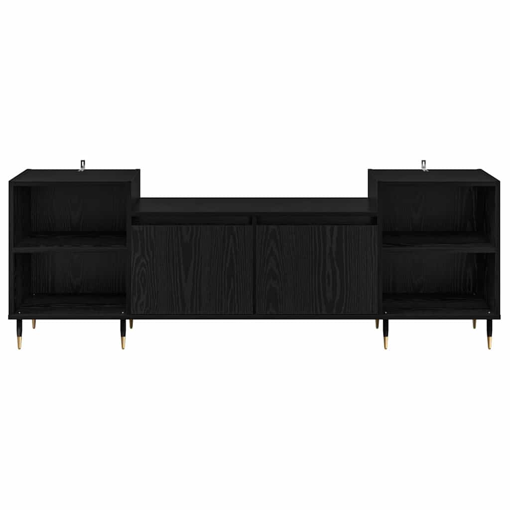 TV Stand Black Oak Effect 160 x 35 x 55 cm Particleboard