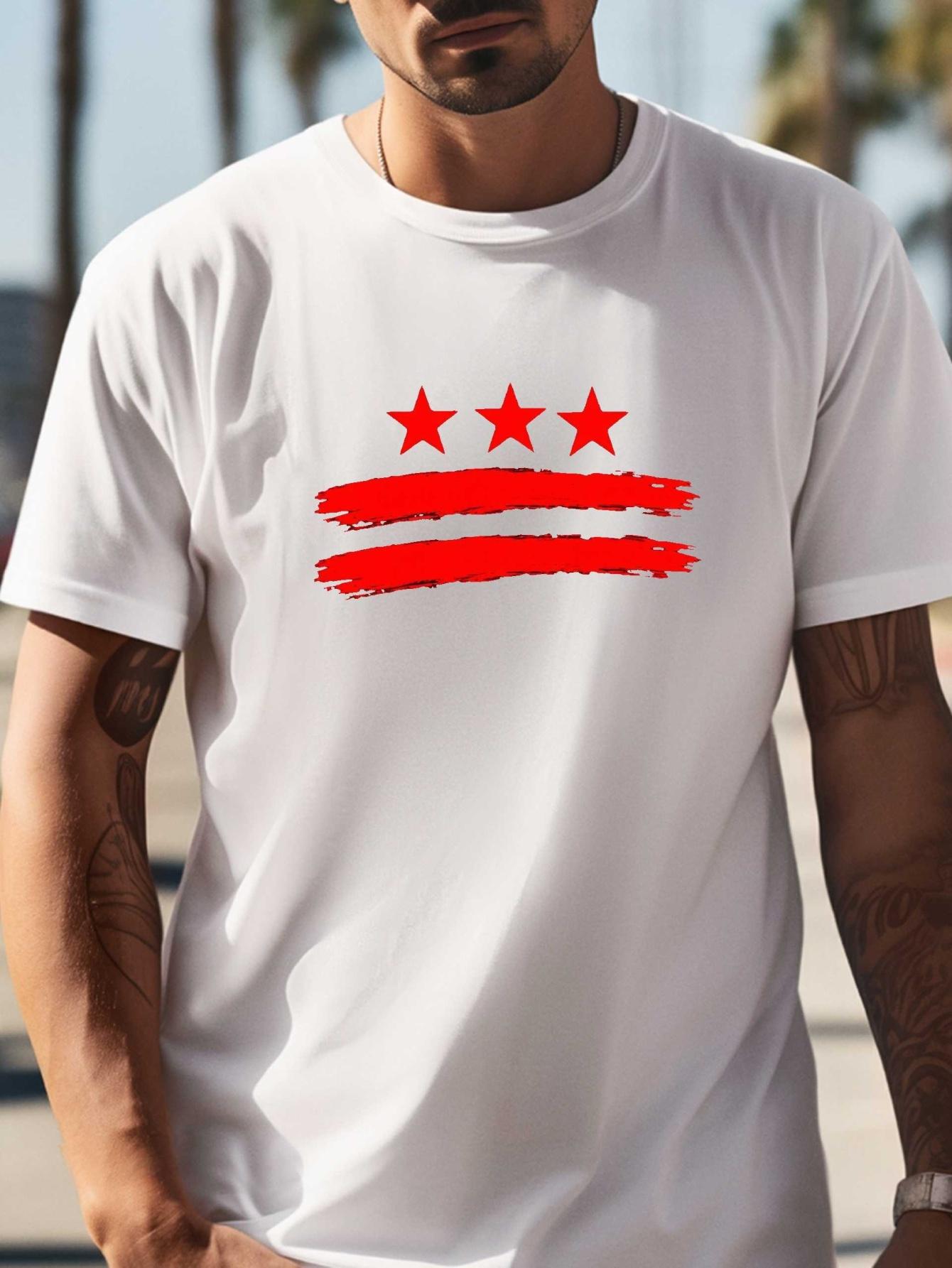 608 Cotton Blend T-shirt - Black with Red Diagonal Stripes Print M