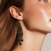 Elegant Teardrop Dangle Earrings With Stone Dialects And Intricate Cutout Design In Nonallergenic Zinc Alloy For Daily Or Formal Wear