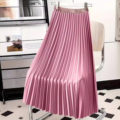 Women's Haute Couture Pleated Skirt with A Drooping Feeling, Solid Color Large Hem Pleated Skirt
