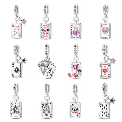 S925 Silver Poker Theme Charms Pendants DIY Jewelry Making Supplies For Bracelet Necklace Craft