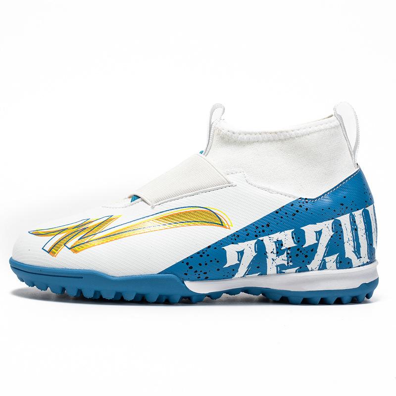 

No shoelaces one pedal football shoes flying woven broken nails TF rubber sole artificial turf training shoes for primary and secondary school studen 39