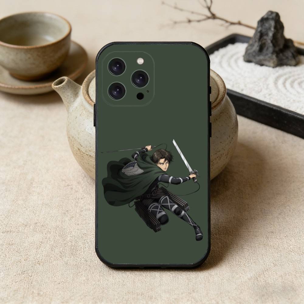 L-Levi A-Attack On Titan Phone Case For iPhone 17 16 15 14 13 12 Max Plus Silicone Black Cover