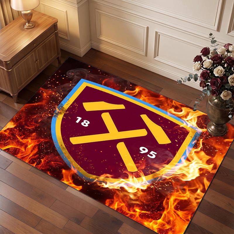 Tappeto in Velluto di Cristallo con Stampa del West Ham United Football, Comodo Assorbente d'Acqua Antiscivolo Tappeto per Pavimenti Interni