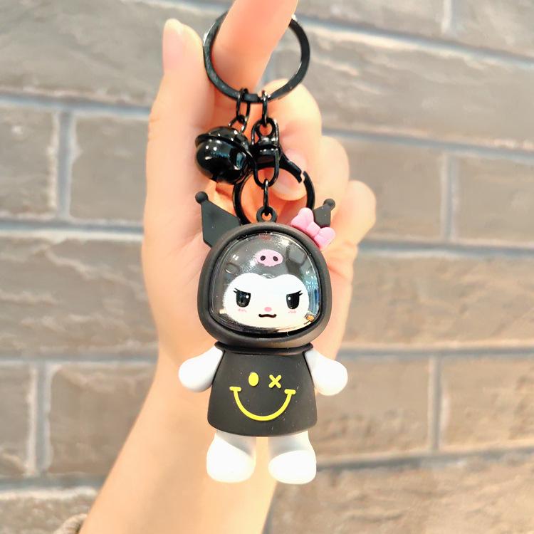 Sanrio Kuromi Leuchtender Schlüsselanhänger: Süßer weicher Gummi-Nachtlicht-Anhänger für Schultaschen