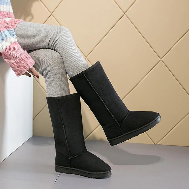 Feiern Sie Damen Hoch Winter Füllung Schwarz Stiefel Mode Schneestiefel Damen Hoher Stiefel Größe 41 Heiße Warme Schuhe Botas Mujer