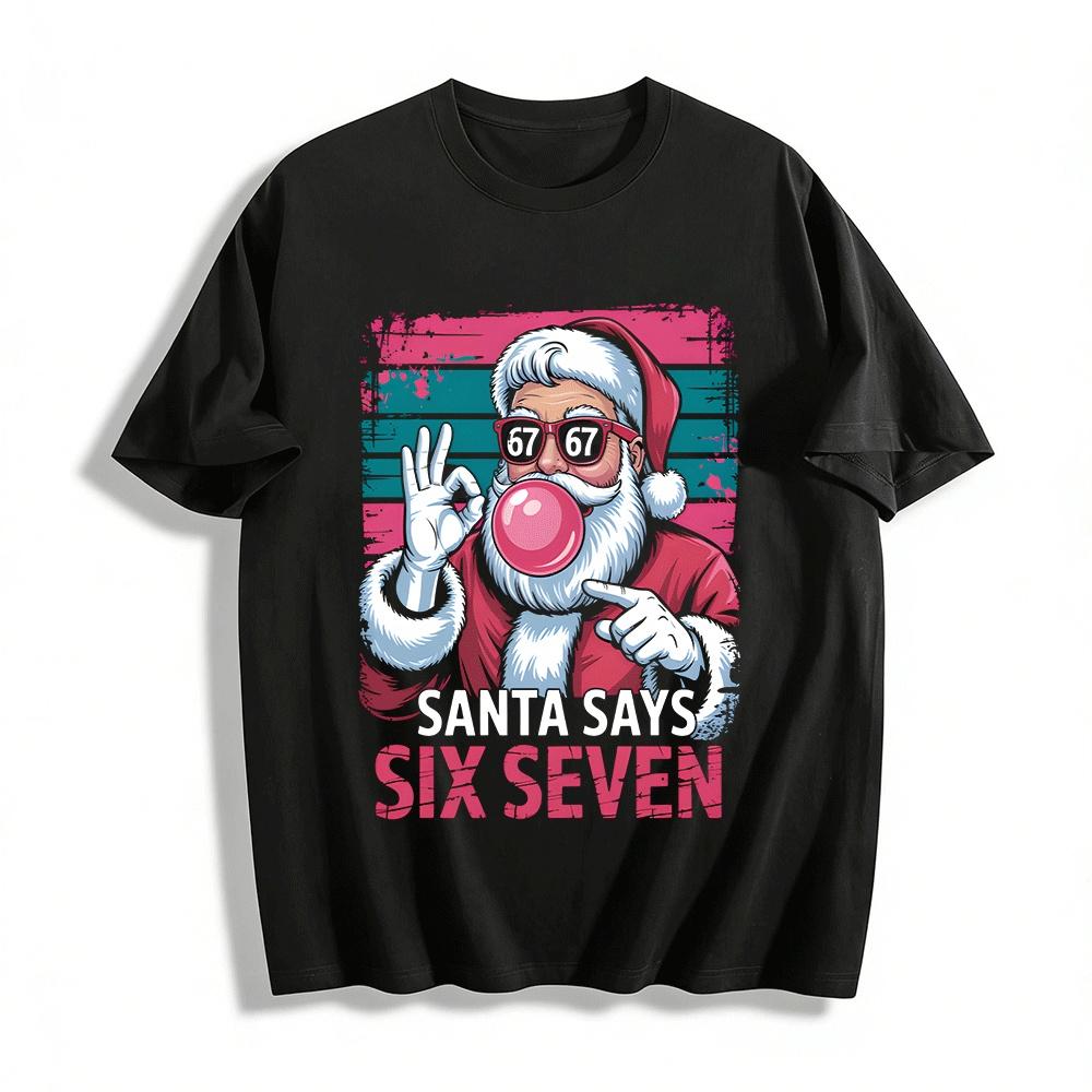 

Retro Santa Blowing Bubble Gum Six Seven Graphic Tee Pure cotton T-shirt XXS