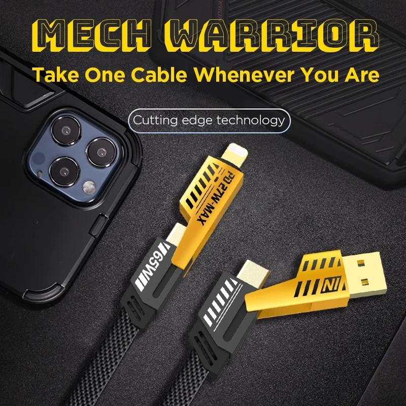 4 In 1 65W PD 27W Fast Charging USB C Cable for iPhone 15 14 13 12 11 XS XR Samsung Huawei Xiaomi Redmi POCO Realme Type-C Quick Charger Cable