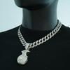 Hip Hop Chinese Style Money Bag Dollar $Symbol Pendant Street Hip Hop Full Diamond Money Bag Cuban Chain Jewelry