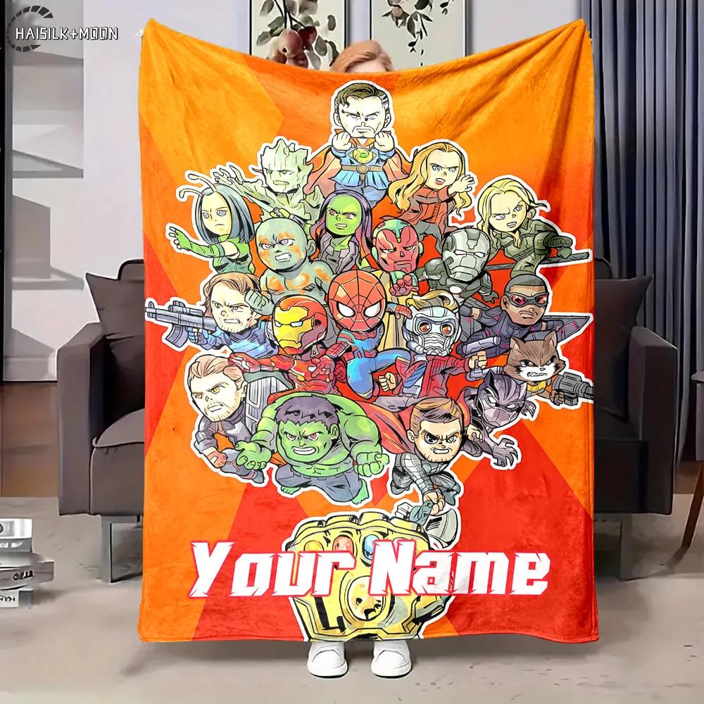 3D Multi-Maat Gepersonaliseerd Deken met Naam Marvel Avenger Print Volwassenen Kinderen Warm Deken Comfortabel Deken Vakantiecadeau